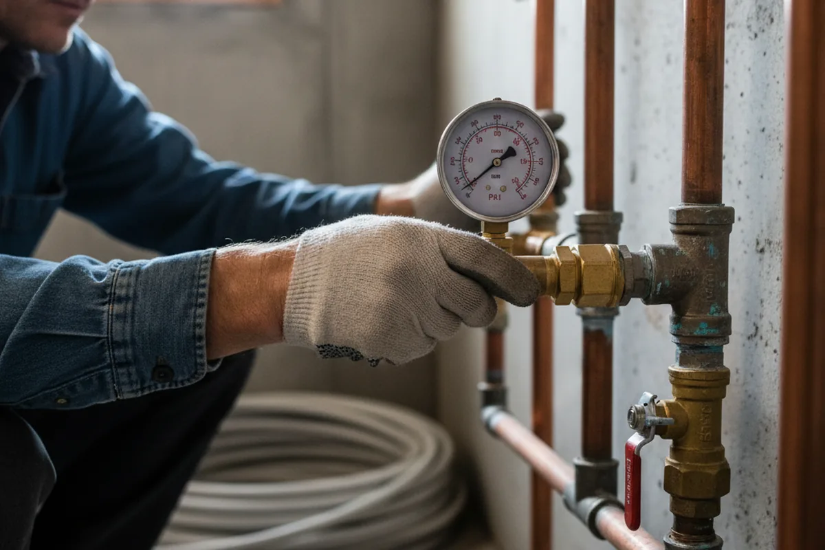 Pressure testing a repaired line during Water Line Repair in Otley